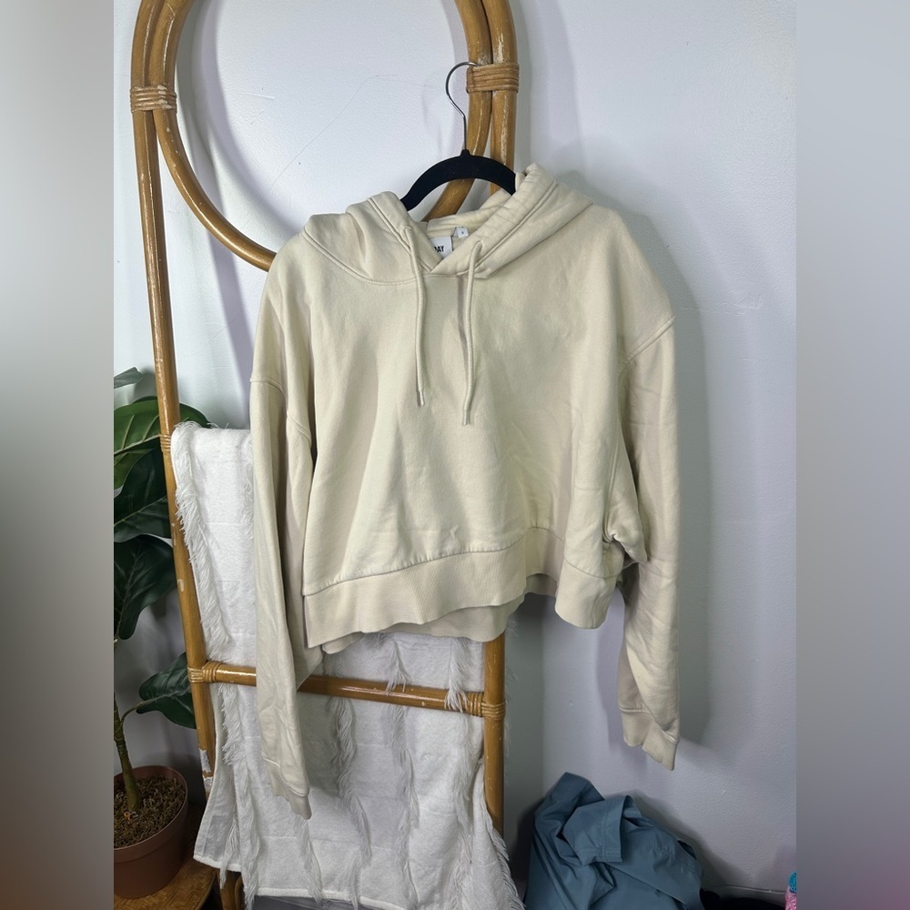 ASOS Weekday Cream Cropped Hoodie sz S